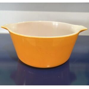 Pyrex Daisy Citrus 474 Casserole Round Dish Orange White Vintage 70s 80s NO LID